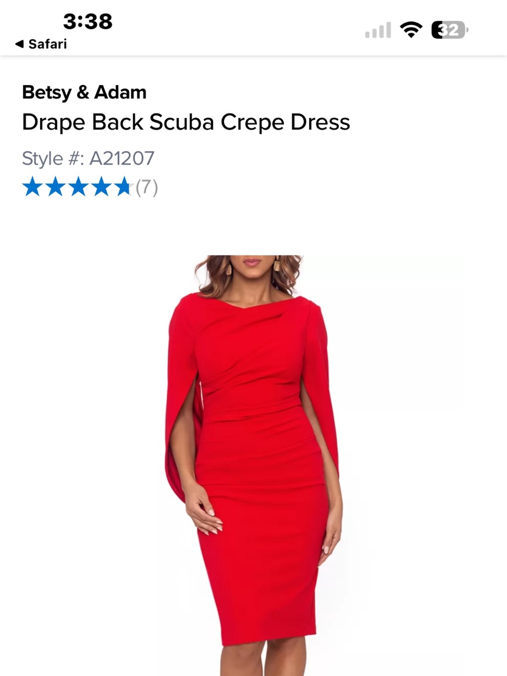 Betsy & Adam Red Drape Back Scuba Crepe Dress - Picture 1 of 5